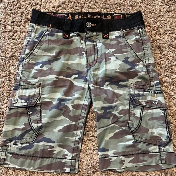 Rock Revival Camo and Orange Stitch Jeans
